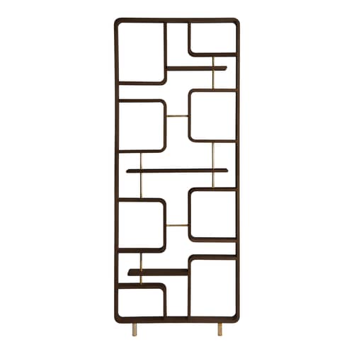 Cloison Claustra bois marron / L 90 x H 240 cm - RED Edition - Noyer - Chêne massif teinté noyer, Laiton