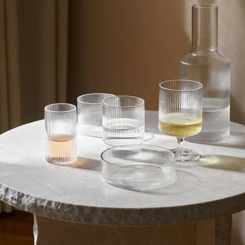 Set de 4 coupelles Ripple / Verre strié - Ferm Living - Transparent - Verre soufflé bouche