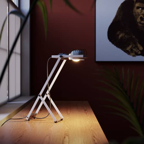 Lampe de table Sintesi métal blanc / Ernesto Gismondi, 1975 - Orientable - Artemide - Blanc - Aluminium
