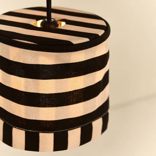MÖBELZUBEHÖR Linda textil schwarz / Ø 20 x H 21 cm - NOBODINOZ - Schwarz – Sandfarben - Eisen, Organische Baumwolle