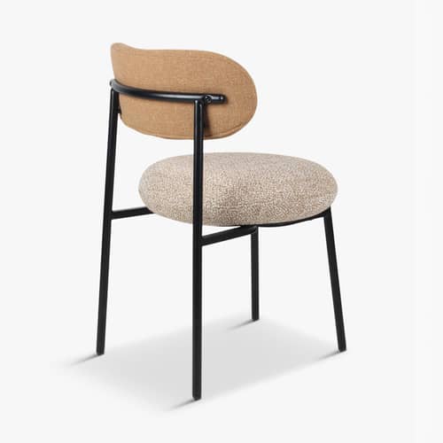 Sedia imbottita Maia tessuto beige - NV GALLERY - Cammello e giallo maculato - Ferro, Schiuma ad alta densità, Tessuto