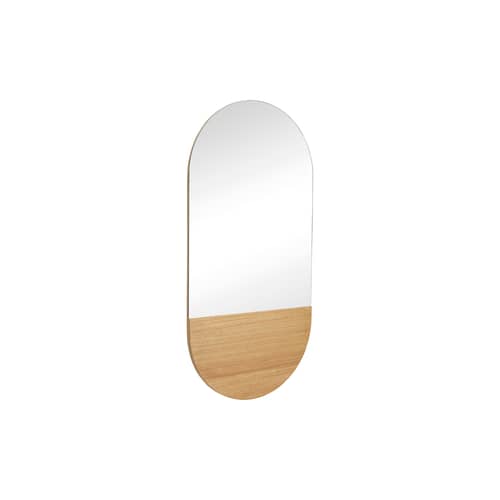 Specchio murale Crescent Oval legno naturale / L 50 x H 100 cm - HÜBSCH - Rovere - Impiallacciatura di rovere certificata, Vetro
