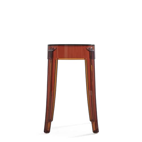 Charles Ghost Stackable stool plastic material orange brown / H 46 cm - Polycarbonate - Kartell - Amber - Polycarbonate
