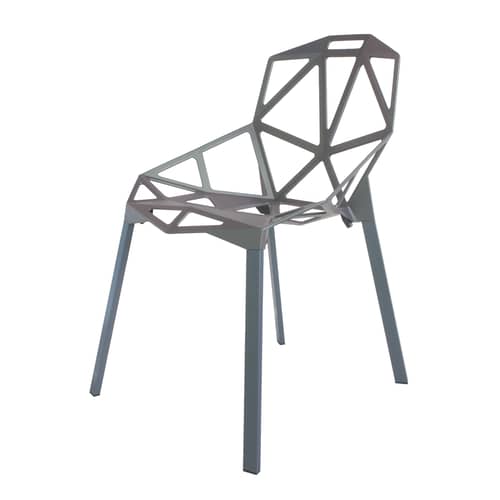 Chair One Stacking chair metal green grey / metal - Magis - Grey-green / Grey-green feet - Painted cast aluminium, Varnished aluminium