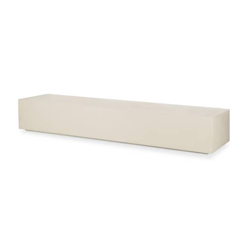 Console basse Elements / 220 x 45 x H 30 cm - Microciment - Ethnicraft - L 220 cm / Blanc cassé - Microciment verni