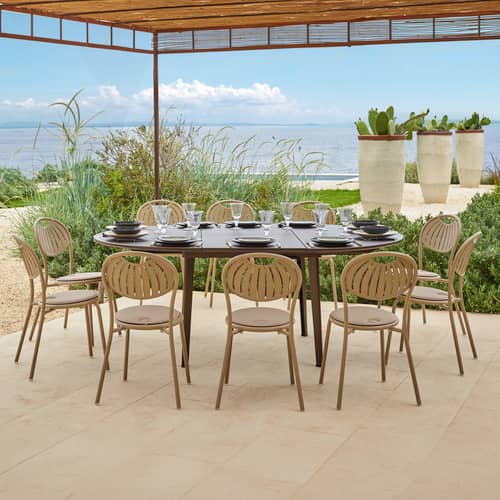 Table ronde Plus4 métal noir / L 138-198 cm - 6 à 10 personnes - Emu - Noir - Acier verni