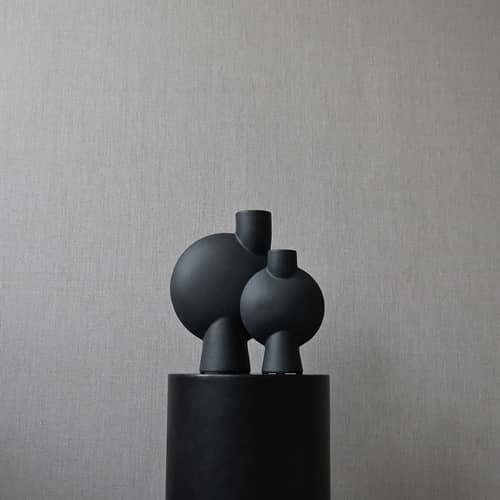 Vase Sphere Buble Medium céramique noir / H 26 cm - 101 COPENHAGEN - Noir - Céramique