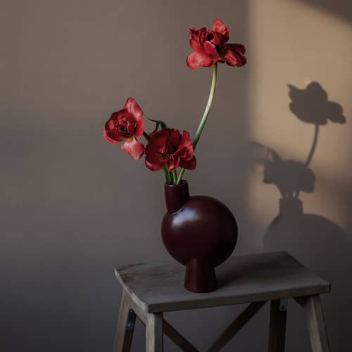 Vaso Sphere Buble Medium ceramica viola / H 26 cm - 101 COPENHAGEN - Bordeaux - Ceramica