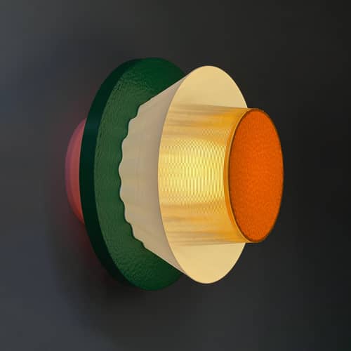 Mina Wall light plastic material multicoloured / Ø 20 cm - Recycled plastic / Made in France - Warren & Laetitia - Yellow / Sky blue / Green / Pink - Bioplastic, Recycled plastic