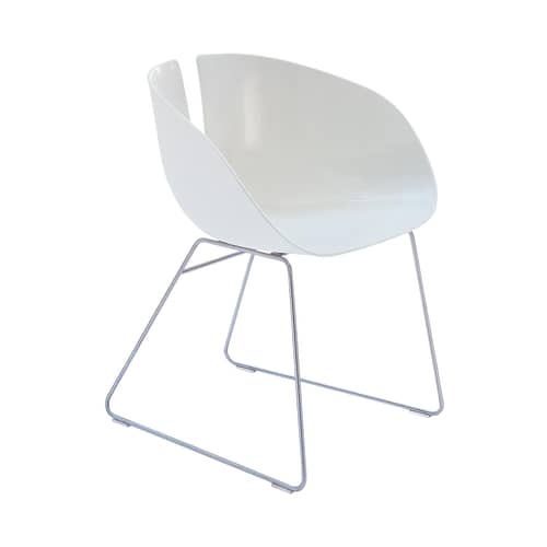 Fjord H Armchair plastic material white / Patricia Urquiola, 2002 - Moroso - Blanc / Acier - Composite plastic, Satin stainless steel