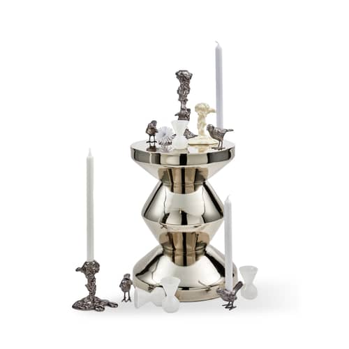 Bougeoir Drip Small métal blanc / H 14 cm - POLSPOTTEN - Blanc - Aluminium
