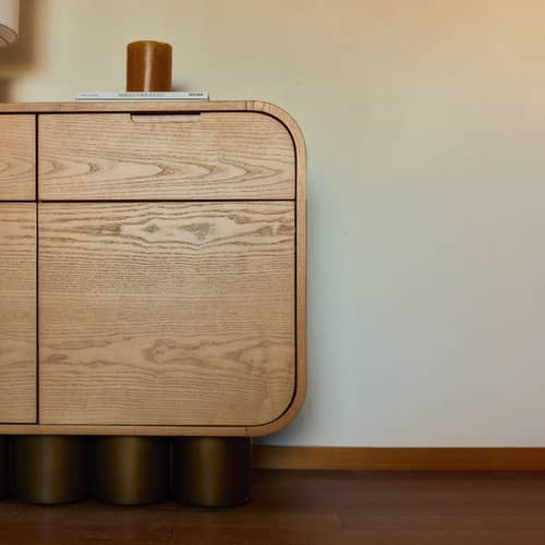 Buffet Leylia legno naturale / L 100 cm - NV GALLERY - / L 100 cm - Bois composite, Impiallacciatura in frassino