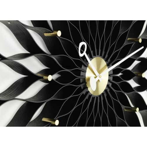 Sunflower Clock Clock wood black / By George Nelson, 1948-1960 / Ø 75 cm - Vitra - Black - Tinted ashwood