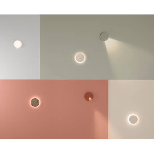 Applique Dots LED / Ø 17,5 cm - Lumière orientable - Vibia - Noyer américain (bois) - Noyer massif