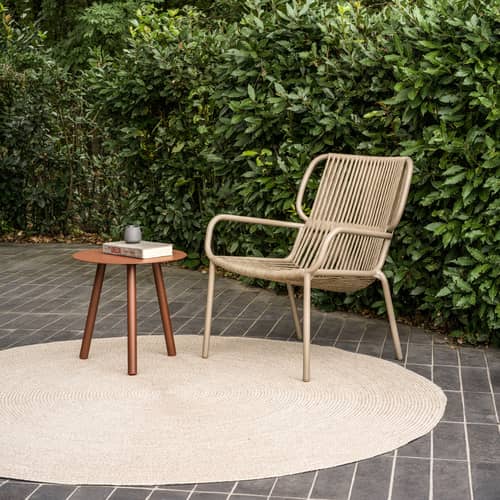 Fauteuil bas Ribbon Lounge beige / Corde polypropylène - Vincent Sheppard - Sable / Taupe - Aluminium thermolaqué, Corde polypropylène