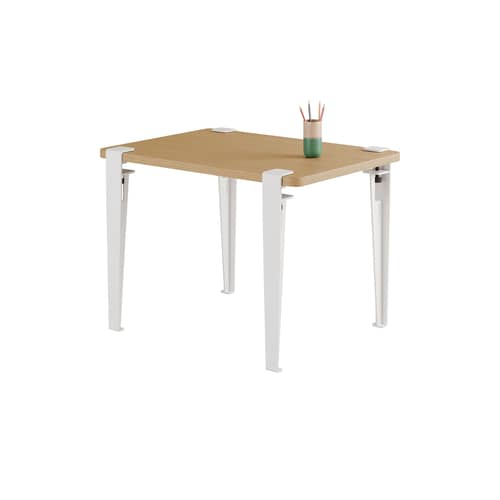 Kinderschreibtisch  holz weiß / 70 x 50 cm - Eiche - TIPTOE - Eiche / Cremeweiße Füße - Ökozertifizierte Massiveiche, thermolackierter Stahl