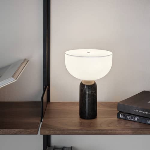 Lampada senza fili ricaricabile Kizu LED pietra nero / Base marmo - H 24 cm - NEW WORKS - marmo nero - Acrilico, Marmo