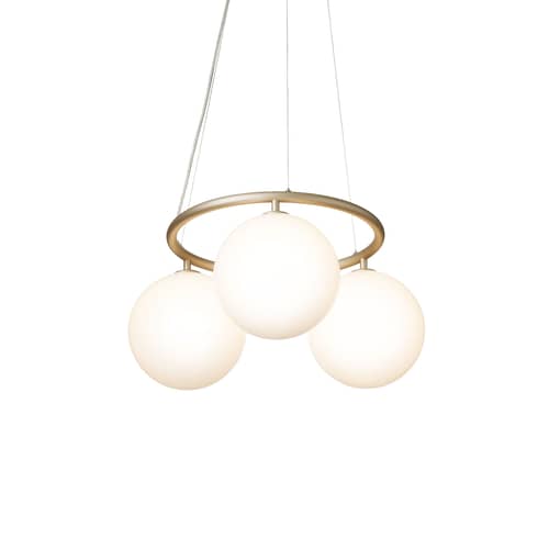 Pendelleuchte Miira 3 Circular glas weiß / Ø 54 cm - NUURA - Opalinweiß (glatt) / Gold - Aluminium, mundgeblasenes Glas