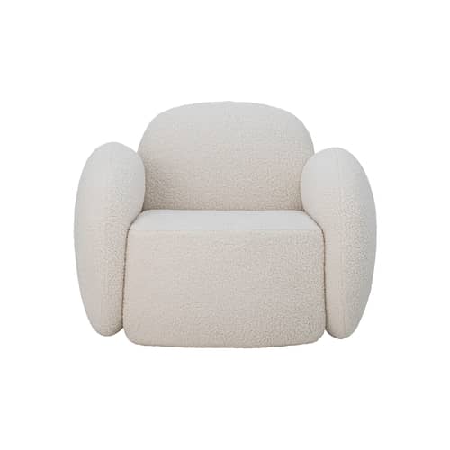 Poltrona imbottita Zanno tessuto bianco - Bloomingville - Bianco (tessuto bouclé) - Pino, Schiuma di poliuretano, Tessuto bouclé