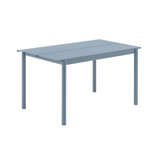 Linear Rectangular table metal blue / Steel - 140 x 75 cm - Muuto - Light blue - Powder-coated steel