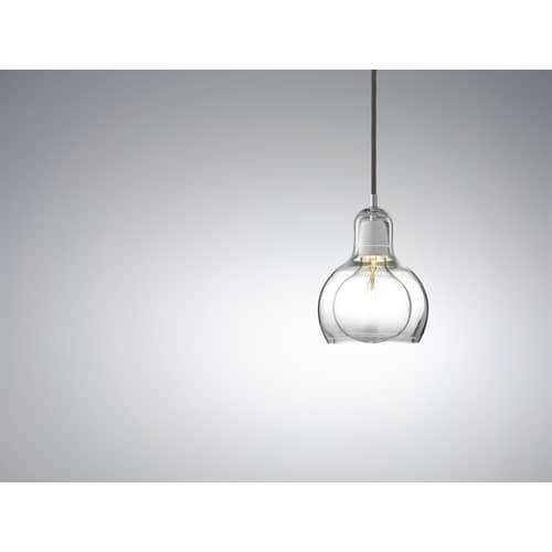 Sospensione Mega Bulb vetro trasparente Ø 18 cm - Cordonee Nero - &tradition - Trasparente / Cordonee nero - Vetro soffiato a bocca