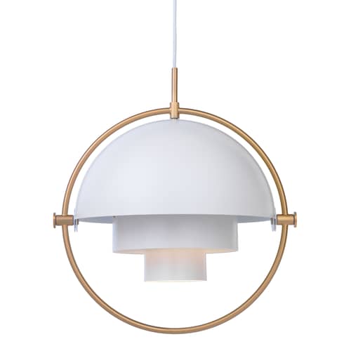 Suspension Multi-Lite Large métal blanc / Ø 36 cm - Modulable & orientable / Réédition 1972 - Gubi - Blanc / Laiton - Métal