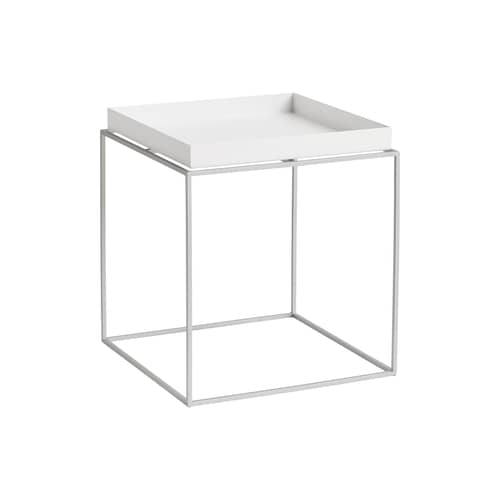 Table d\'appoint Tray Silicon / 40 x 40 x H 44 cm - Hay - Blanc - Acier revêtu de silicone, Acier thermolaqué
