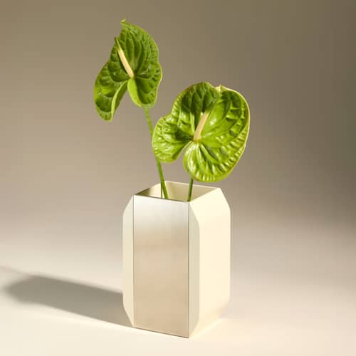 Vase Oscar blanc - Maison Sarah Lavoine - Ecru / Miroir - Aluminium poli, Résine laquée