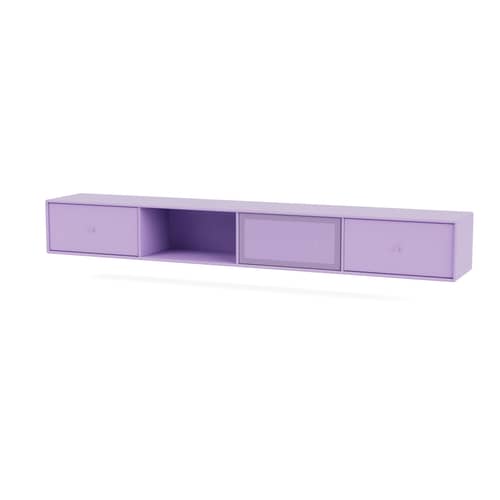 Octave VII Wall-mounted TV unit wood purple / W 183.6 x D 30 x H 24 cm - MONTANA - Iridescent iris 164 - Lacquered MDF, Perforated steel