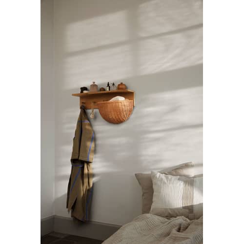 Wandablage Braided faser holz natur / 2er-Set - Rattan / L 45 x H 29 cm - Ferm Living - Rattan Natur - Geflochtenes Rattan