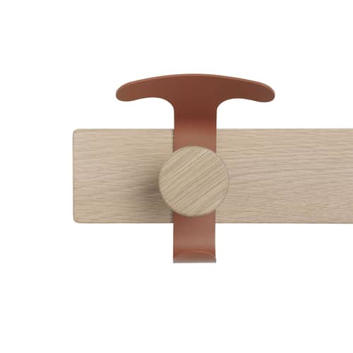 Appendiabiti Avail legno naturale / L 87,5 cm - Muuto - Chêne / Ganci marrone ramato - Acciaio