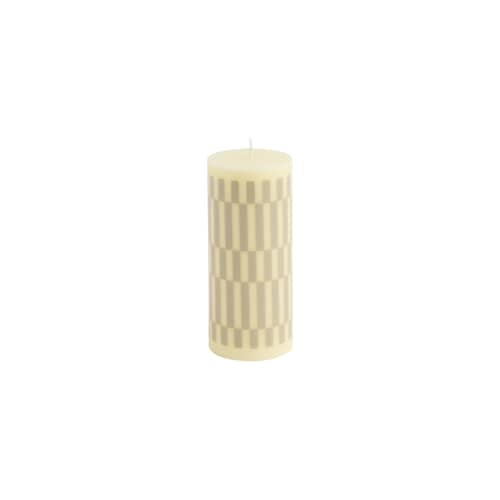 Bougie bloc Column cire multicolore / Ø 6,5 x H 15 cm / Seconde vie - Hay - Crème / Sable - Huile, Stéarine