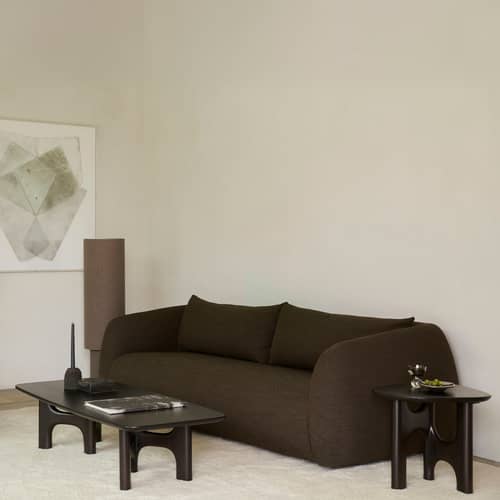 Canapé droit Figur tissu vert / 3 places - L 244 cm - Ethnicraft - Vert Eden - Contreplaqué, Mousse haute densité, Tissu