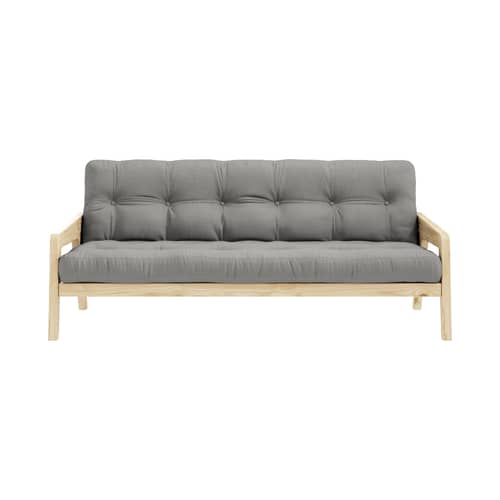 Canapé convertible Grab / L 204 cm - 3 places - KARUP DESIGN - Gris 746 / Pin clair - Fibres recyclées mélangées, Mousse, Pin massif certifié FSC, Tissu