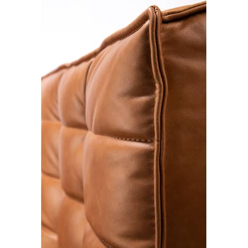 Canapé droit N701 cuir marron / 2 places - L 140 cm - Ethnicraft - Cognac - Bois, Cuir aniline, Mousse