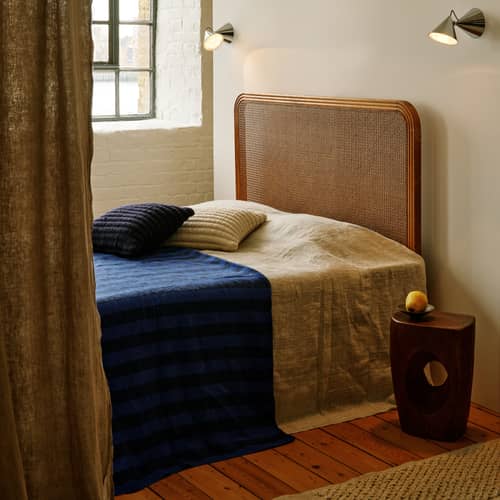 Coussin Ridge bleu / 45 x 45 cm - Tissé main - Tom Dixon - Indigo - Coton, Laine