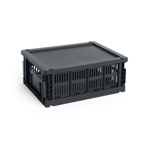 Couvercle  plastique gris / Pour panier Colour Crate Medium 27 x 35 cm - Hay - Charbon - Polypropylène recyclé