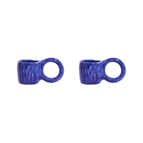 Espressotasse Donut Small keramik blau / Ø 6 x H 5,5 cm - 2er-Set - Petite Friture - Blau - emaillierte Fayence