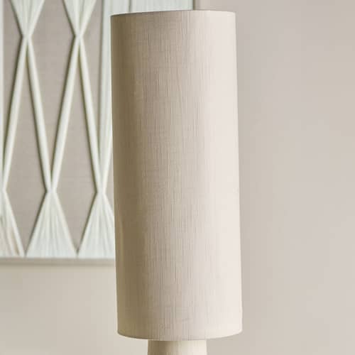 Lampada a stelo Emmie tessuto beige / Ø 28 x H 120 cm - Lino - Bloomingville - Lino naturale - Ferro, Lino