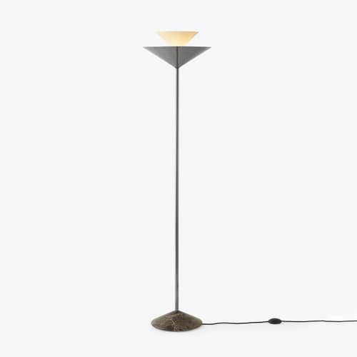 Lampada a stelo Gio LN28 metallo nero - &tradition - Cromo scuro - Acciaio, Marmo Emperador, Tela