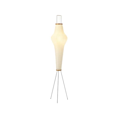 Lampadaire Akari 14A papier beige /Isamu Noguchi, 1951 - Ø 51 x H 158 cm - Vitra - Beige - Acier, Bambou, Papier Washi