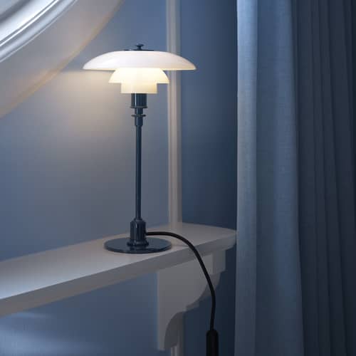 Lampe de table PH 2/1 bleu / Réédition 1927 - Louis Poulsen - Bleu brillant / Blanc - Aluminium laqué, Verre soufflé bouche