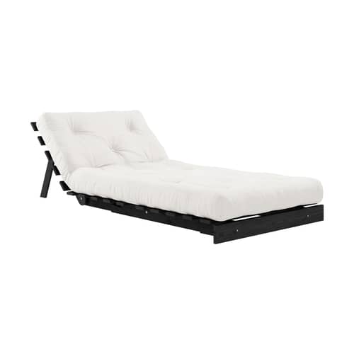 Fauteuil convertible Roots / Dormeuse & lit d\'appoint - 3 positions / Structure noire - KARUP DESIGN - Naturel 701 / Noir - Fibres recyclées mélangées, Mousse, Pin massif certifié FSC laqué, Tissu