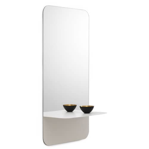 Miroir mural Horizon   Vertical métal verre blanc / Etagère - L 40 x H 80 cm - Normann Copenhagen - Etagère blanche - Acier laqué, Verre