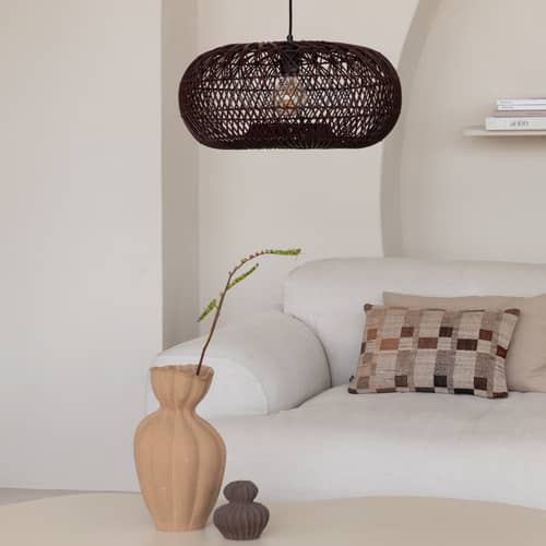 Pendelleuchte Arizona faser braun / Ø 50 cm - Rattan - GOOD&MOJO - Bordeaux - Eisen, Rattan