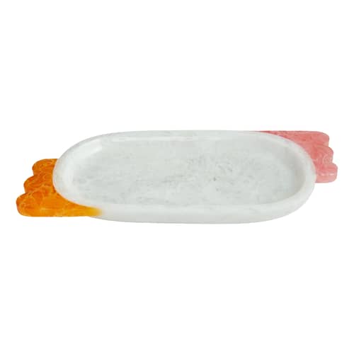 Piano/vassoio Mustique Scallop materiale plastico bianco / Svuotatasche - 42 x 21 cm / Acrilico - Jonathan Adler - Bianco, Rosa e Arancione - Acrilico