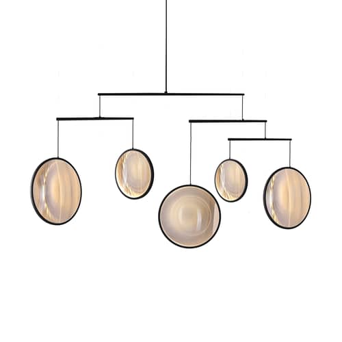 Sospensione Focus X5 metallo nero / LED - L 160 x H 131 cm - DCW éditions - Nero - Alluminio, PMMA