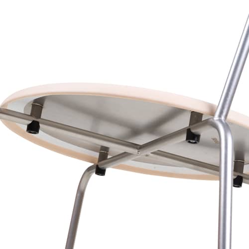 Stuhl Petit Rond metall / Sitzfläche Leder - Frama  - Stahl gebürstet / Naturleder - gebürsteter rostfreier Stahl, Leder