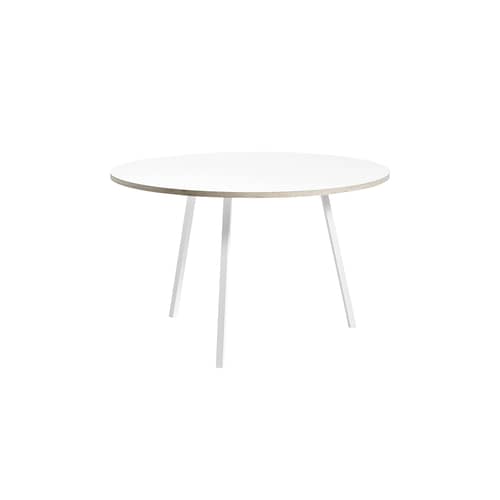 Table ronde Loop métal / Ø 120 cm - Stratifié finition linoleum - Hay - Blanc - Acier laqué, Stratifié