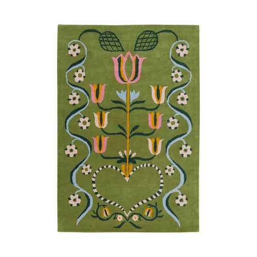 Teppich Wild at Heart textil grün / 240 x 170 cm – Limitierte Auflage von Blumenhaus - COLORTHERAPIS - 240 x 170 cm - Neuseeländische Schurwolle
